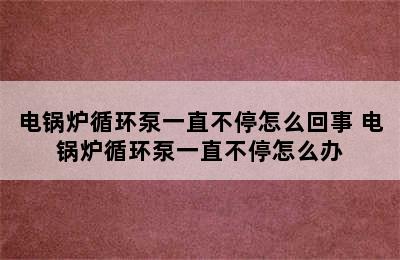 电锅炉循环泵一直不停怎么回事 电锅炉循环泵一直不停怎么办